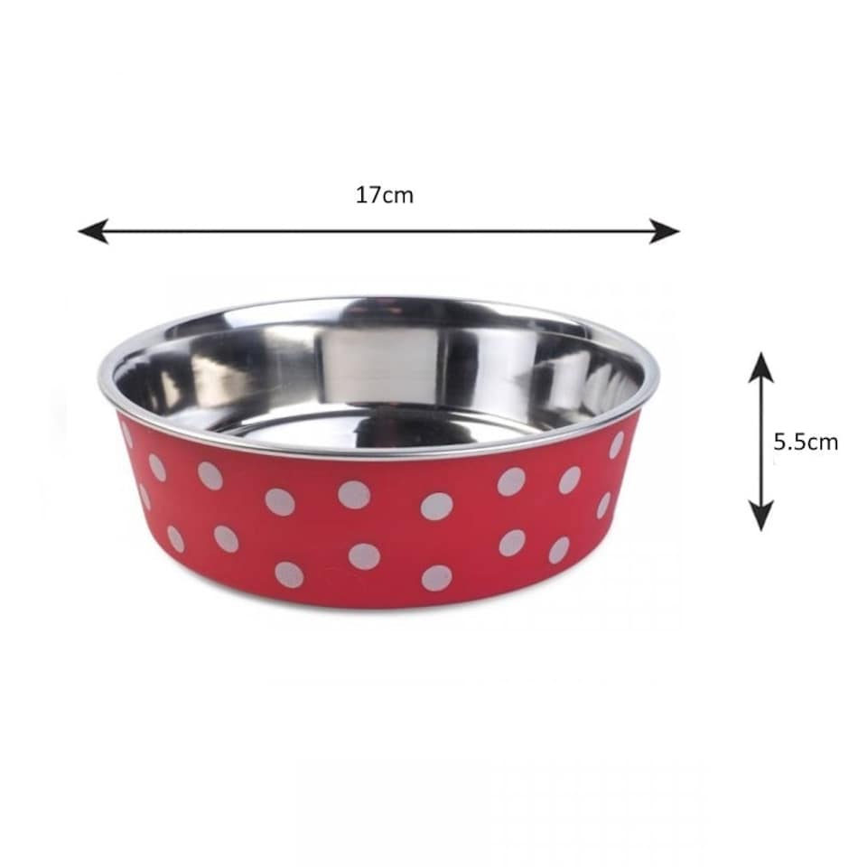 image 1 of Zoon Red Polka Dot Pet Bowl 17cm Red