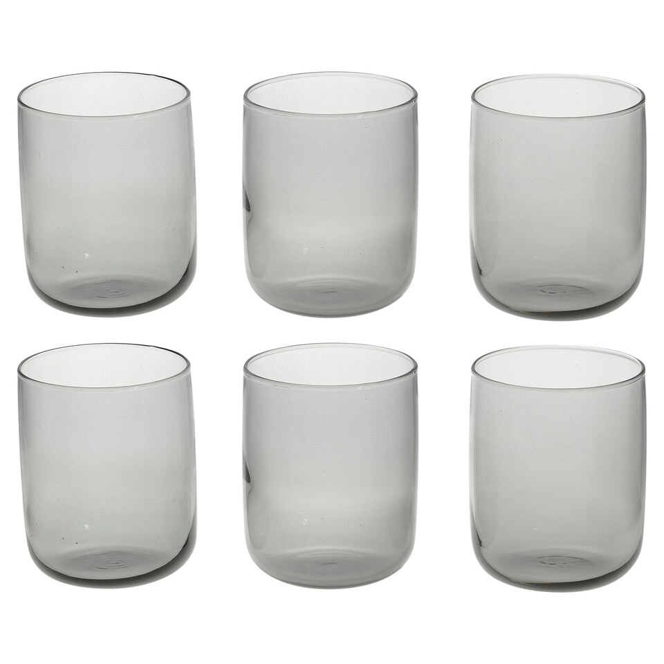 image 1 of Modern Drinking Coloured Glasses Water Dining Juice Tumbler | Clear | Pink 280ml | Set of 12