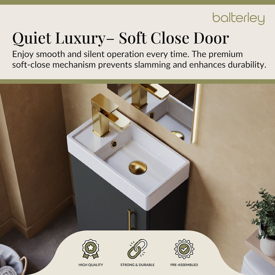 image 1 of Balterley Bathroom Contemporary Floor Standing Vanity Wash Basin & Handle | Grey | Satin Soft Black