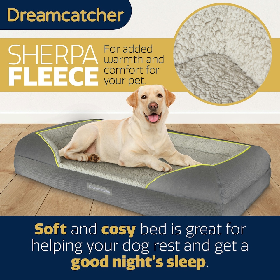 image 1 of Dreamcatcher Grey Extra Large Dog Bed Orthopaedic Memory Foam 71x58x16cm Grey | XL