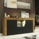 image 2 of TV Unit 145cm Black Matt Doors Free LED Oak Modern Media Cabinet Multi | Oak Matt Body & Black Matt Doors