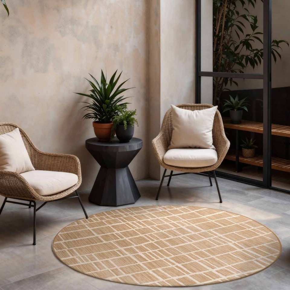 image 1 of Ted Baker Indoor Outdoor Crouch Round Abstract Rug
