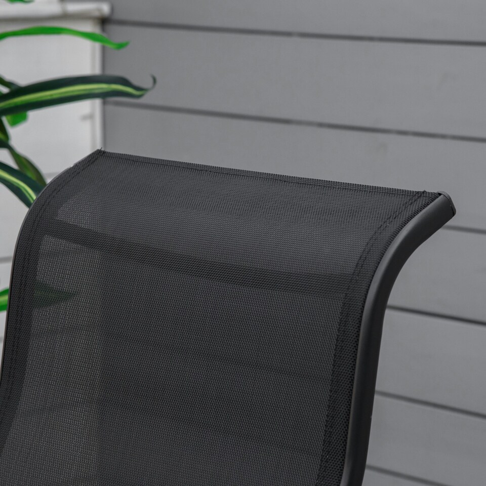 image 1 of Outsunny 3 Pcs Rocking Chair Gliding Chair Set w/ Table for Patio Garden Black