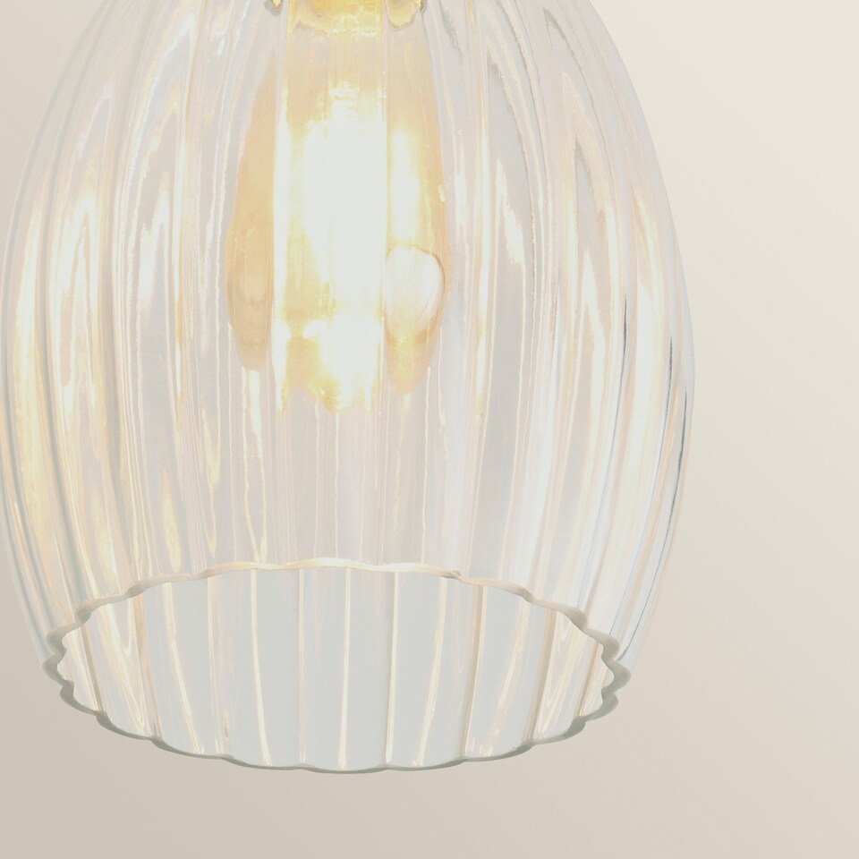 image 1 of ValueLights Cheltenham Black Flush Ceiling Light Ribbed Shade and Bulb