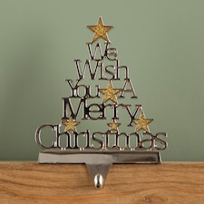 22cm Silver Christmas Stocking Hanger - We Wish You a Merry Christmas