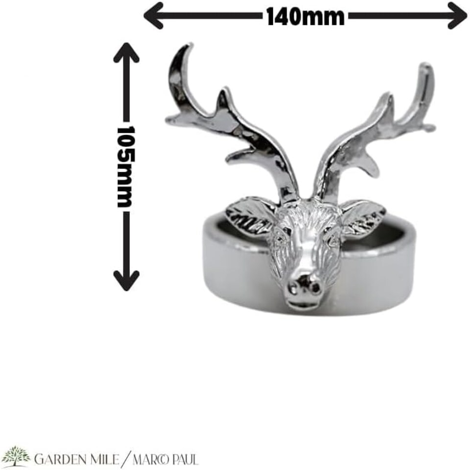 image 1 of Marco Paul 15cm Silver Stag Head Candle Holder Silver