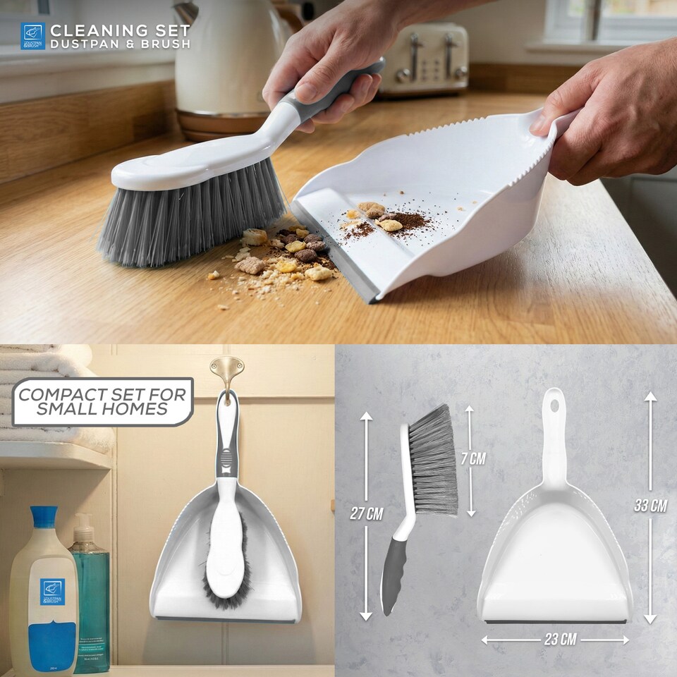 image 1 of Durable Bristles and Easy Sweep Dustpan and Brush Set