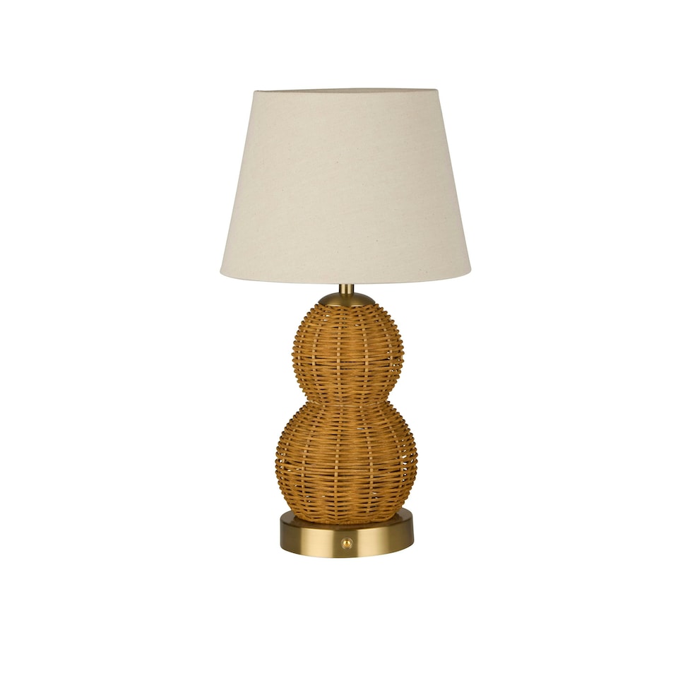 image 1 of RECHARGEABLE RATTAN TABLE LAMP | Brown