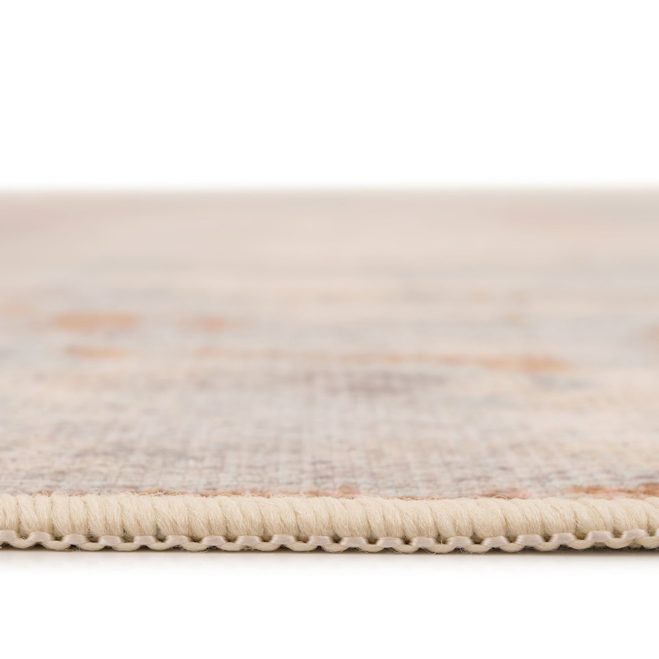 image 1 of KUKOON Beige Pastel Pink Distressed Abstract Washable Living Room Area Rug 120cm x 170cm