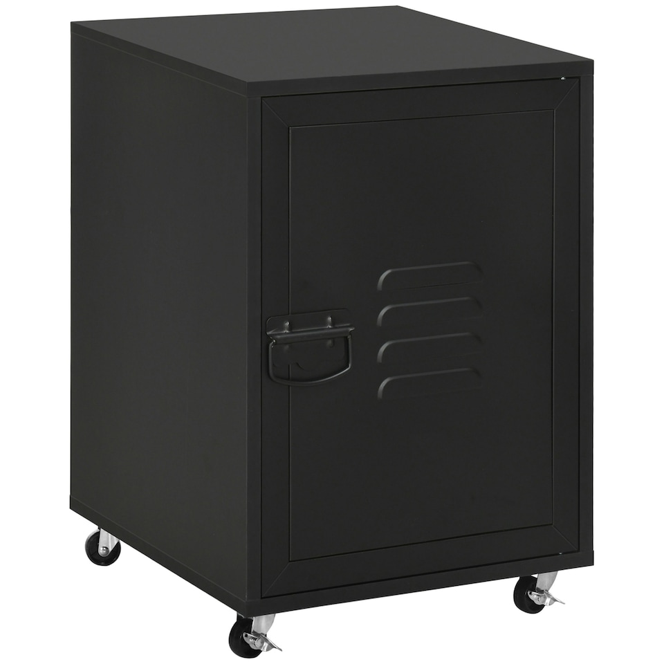 image 1 of HOMCOM Bedside Table, Rolling End Side Table, Mobile Storage Cabinet