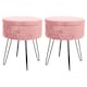 image 1 of Harbour Housewares Set Of 2 Pink Velvet Storage Footstools Round Black Base Ottomans H45 x D36cm Feminine Interior Addition Pink
