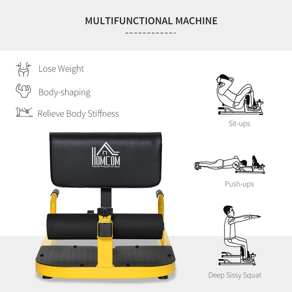 image 1 of HOMCOM 3 IN 1 Squat Machine Sit Up Push Up Gym Work Out Leg Exercise Adjustable