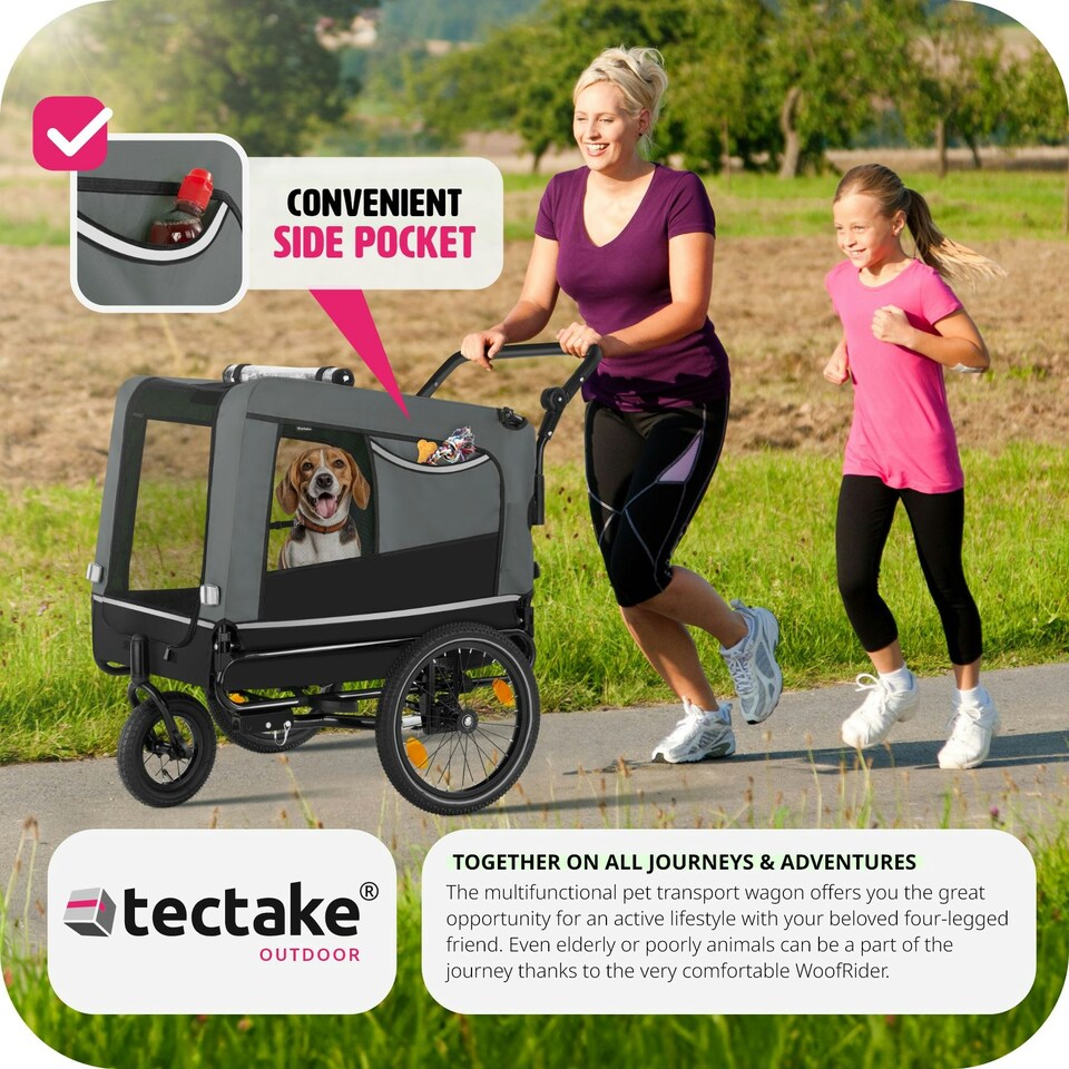 image 1 of Dog Bike Trailer - multifunctional, foldable, including reflectors, leash and flag - Grey