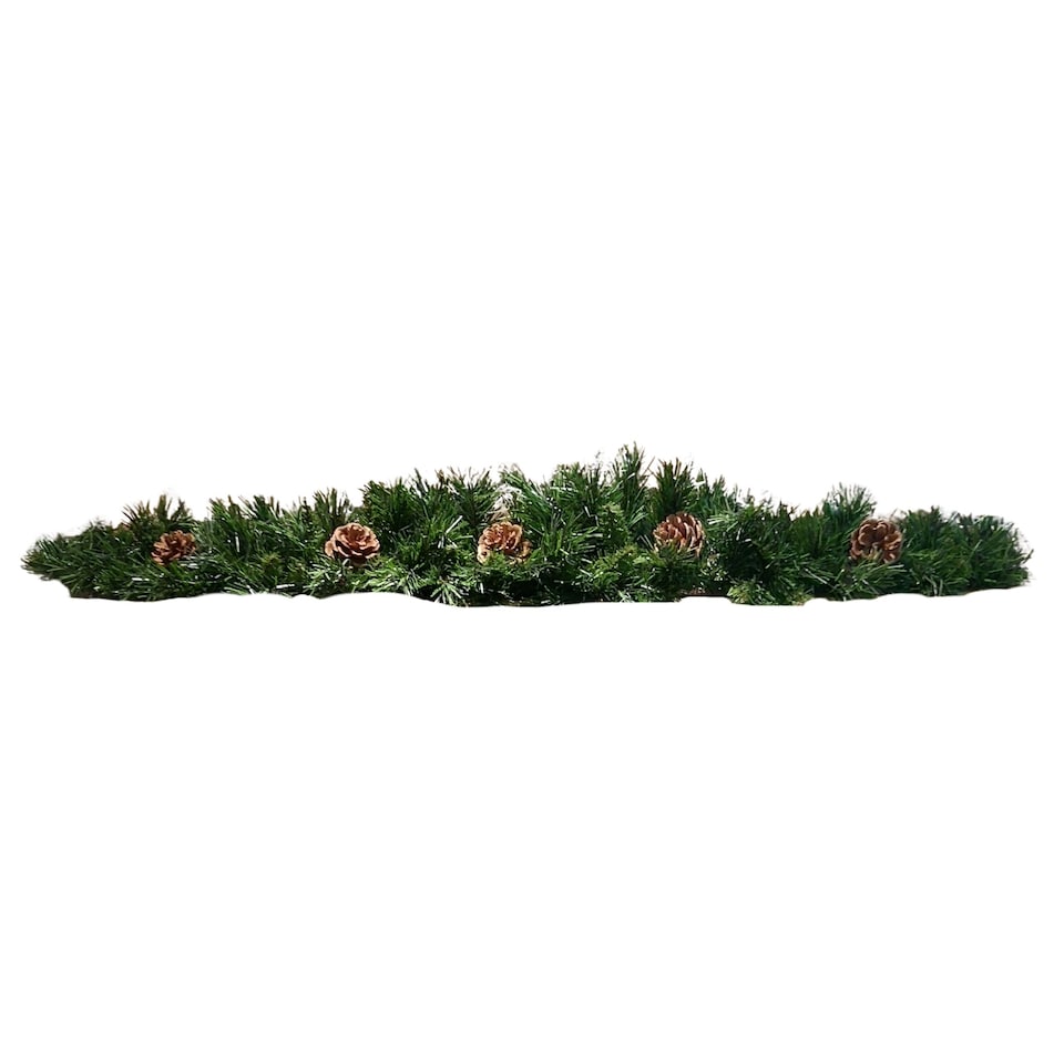 image 1 of 90cm Deluxe Snow Time Princess Green Garland Swag 108 Tips With 5 Pine Cones