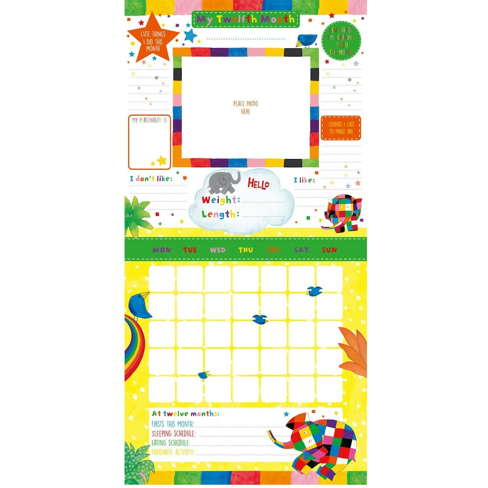 image 1 of Elmer The Patchwork Elephant Baby's First Year - A Loving Keepsake Calendar