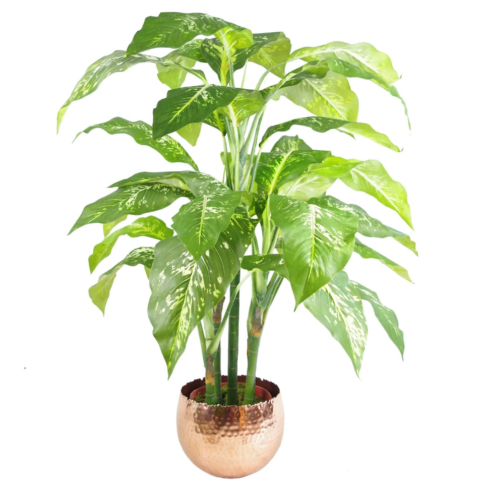 image 1 of Leaf Large Metal Planter 22 x 17cm Hammered Copper Plated - Curvy Edge Copper
