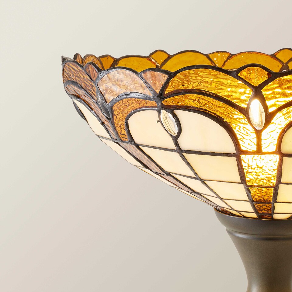 image 1 of ValueLights Tiffany Inspired Jewel Uplighter Floor Lamp | Bronze
