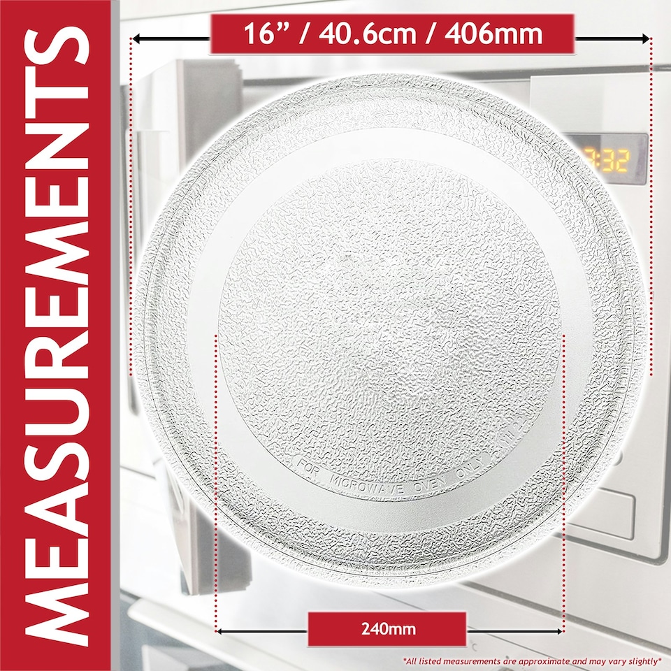 image 1 of SPARES2GO Universal Microwave Turntable Plate Smooth Flat Glass Dish Tray (16" / 40.6cm / 406mm)