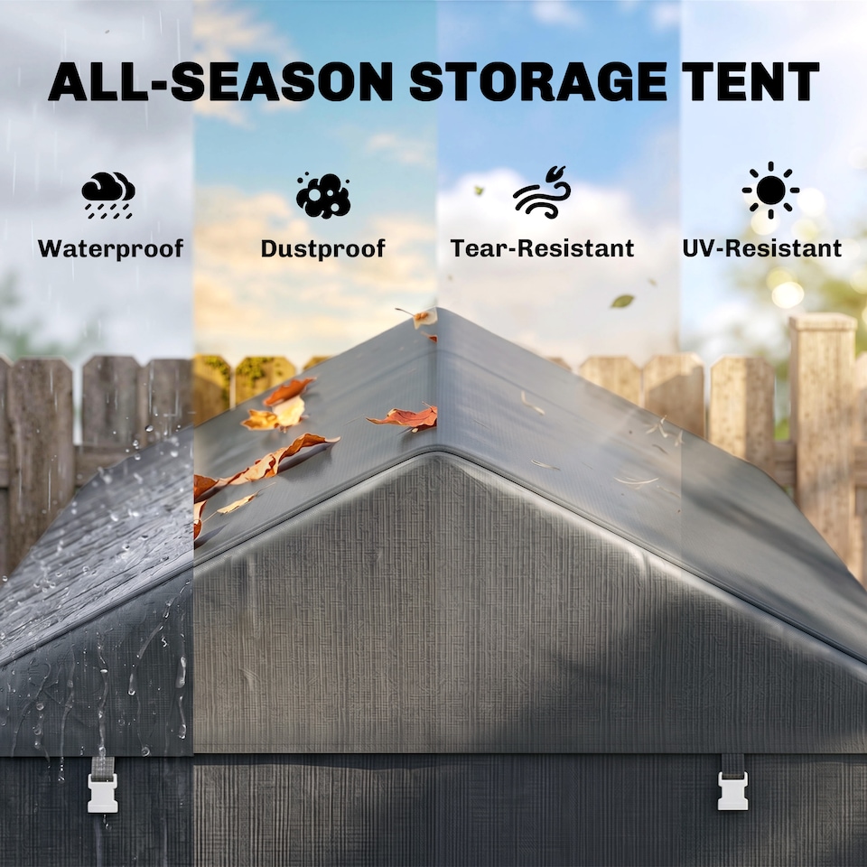 image 1 of Outsunny 1.6 x 2.2m Garden Storage Shed Portable Shed Tent, Dark Grey | Grey | 1