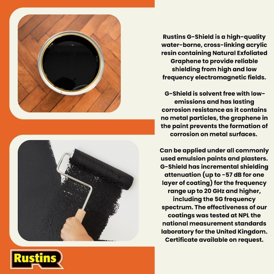 image 1 of Rustins G Shield Electro Smog Shielding Paint 500ml