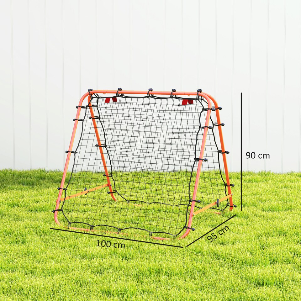 image 1 of HOMCOM Double-Sided Football Rebounder Net, Football Rebound Net Target Goal with Five Adjustable Angles, Orange | Orange