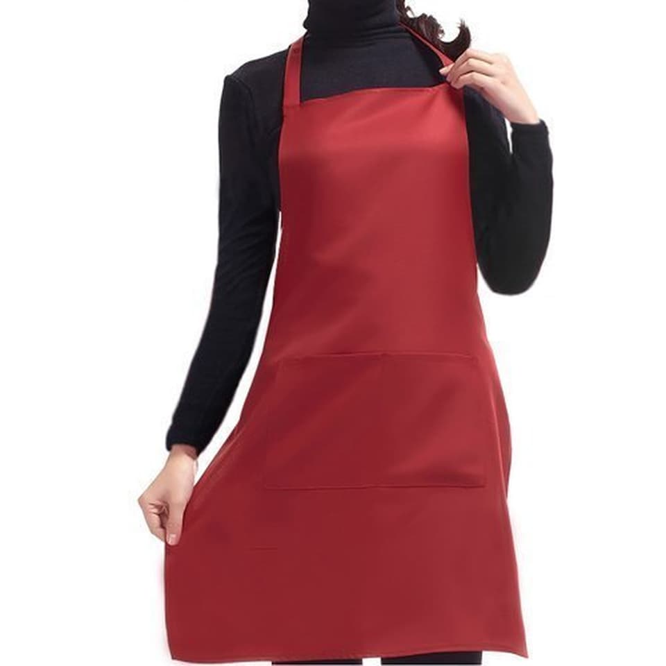 Plain Coloured Kitchen Apron with Front Pocket Adult Polyester Cooking Chef Butcher Baking Craft DIY Apron with Waist Ties & Neck Strap