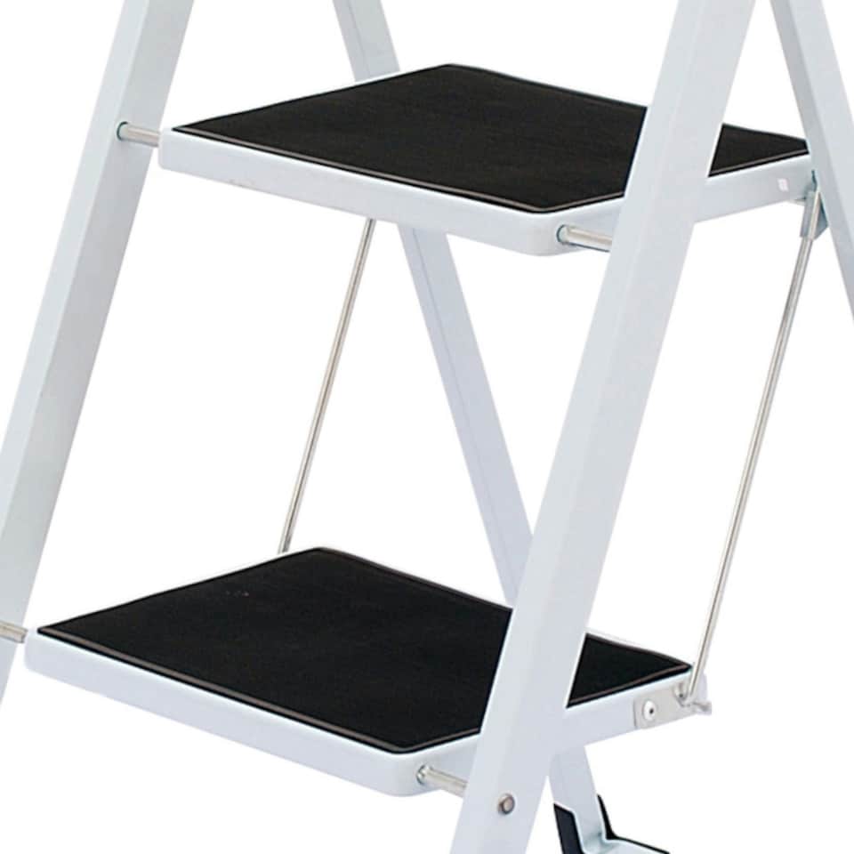 image 1 of Oypla Foldable 2 Step Ladder Stepladder Non Slip Tread Safety Steel White