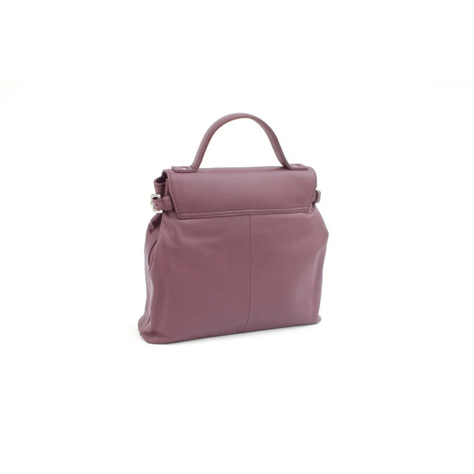 image 1 of Eastern Counties Leather Katrina Leather Buckle Detail Handbag - Grape/Ivory - One Size | Green