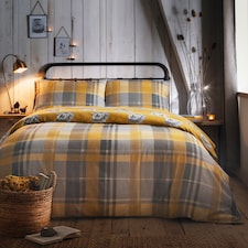 D & D Colville Check Duvet Cover Set Ochre