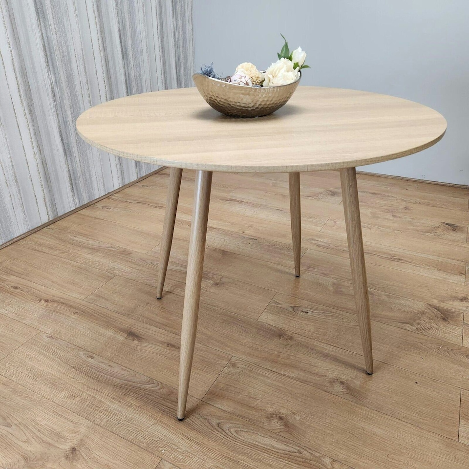 image 1 of Dining Table Beige Wood Kitchen Place for 4 Seats, Dining Table Only (Beige H 75 x L 90 x W 90 cm) Brown