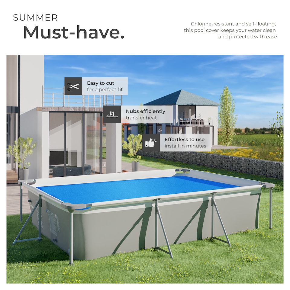 image 1 of Pool Cover - rectangular, floating, protects and warms the water | Blue | blue | 160 x 260 cm | 1