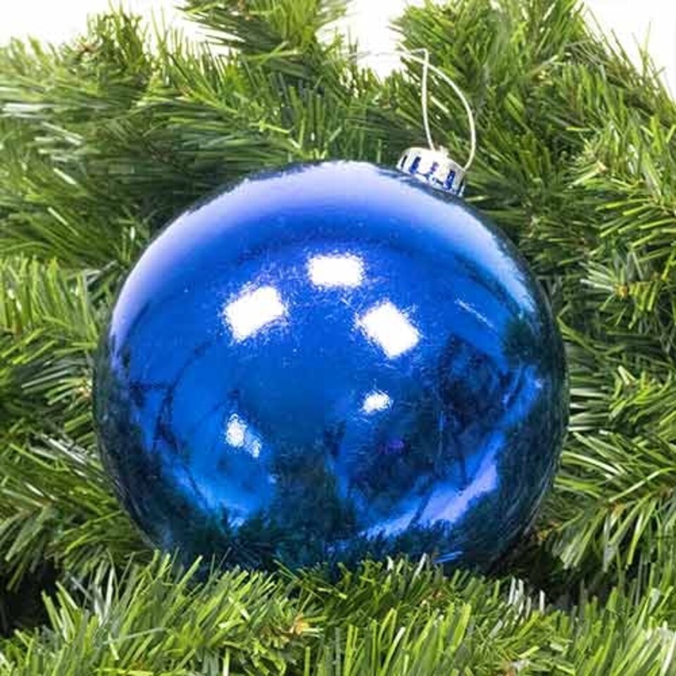 image 1 of Royal Blue Shiny Shatterproof Christmas Bauble 15cm