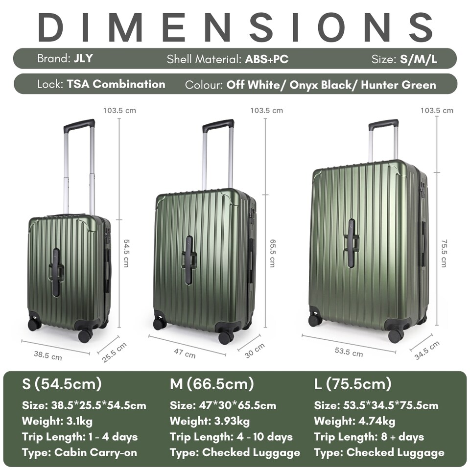 image 1 of 4 Piece Suitcase Set: Vanity, Carry-On, Medium & Large with Cupholder | Green | Hunter Green
