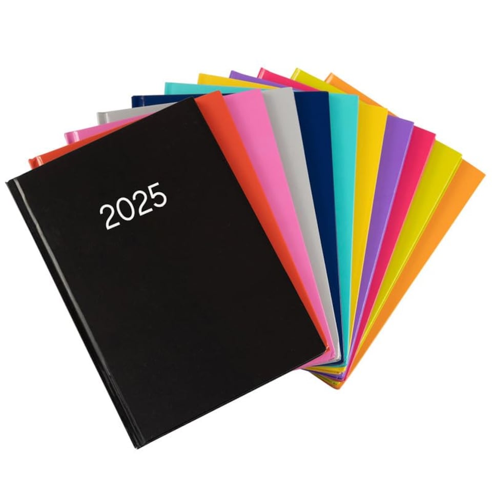 image 1 of 2027 Diary A5 Week to View - Hardback Planner Organiser with Ribbon Bookmark - Weekly Appointment Journal Notebook (Black) | Black | Black