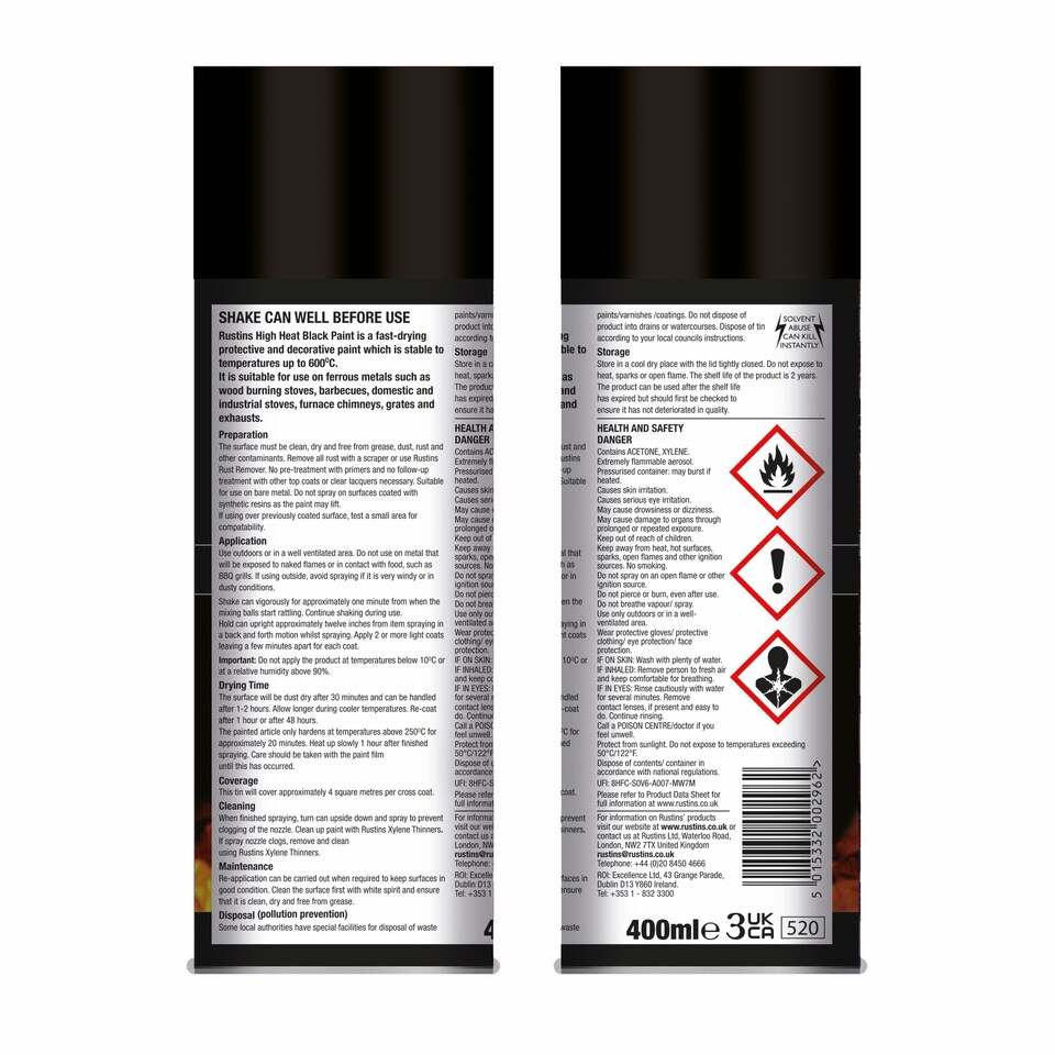image 1 of Rustins High Heat Black Paint 400ml Aerosol