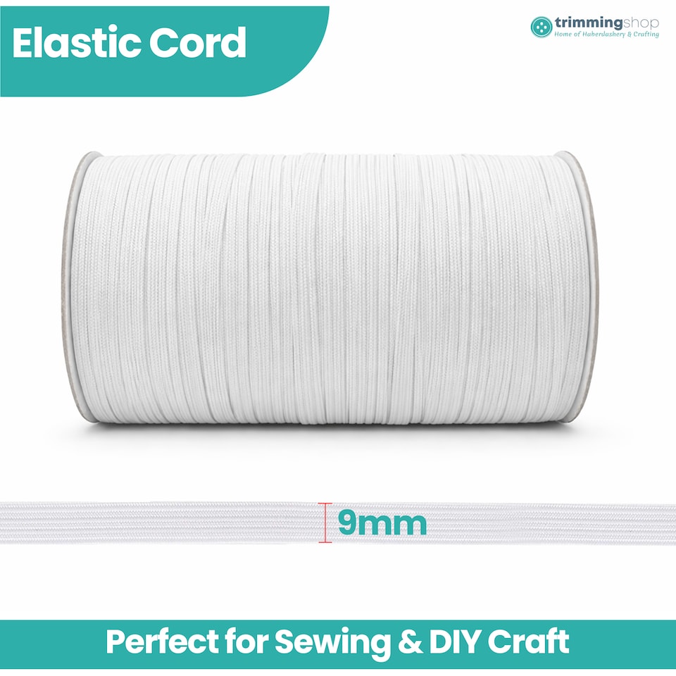 image 1 of 9mm Flat Elastic Ribbon, DIY Crafts Waistbands - 25 Metres