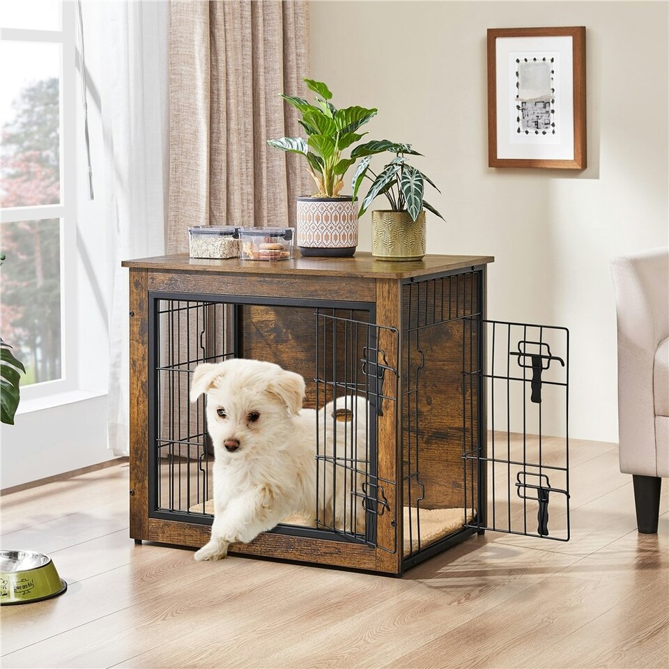 image 1 of Yaheetech 69 cm Dog Crate Furniture Brown | Rustic Brown