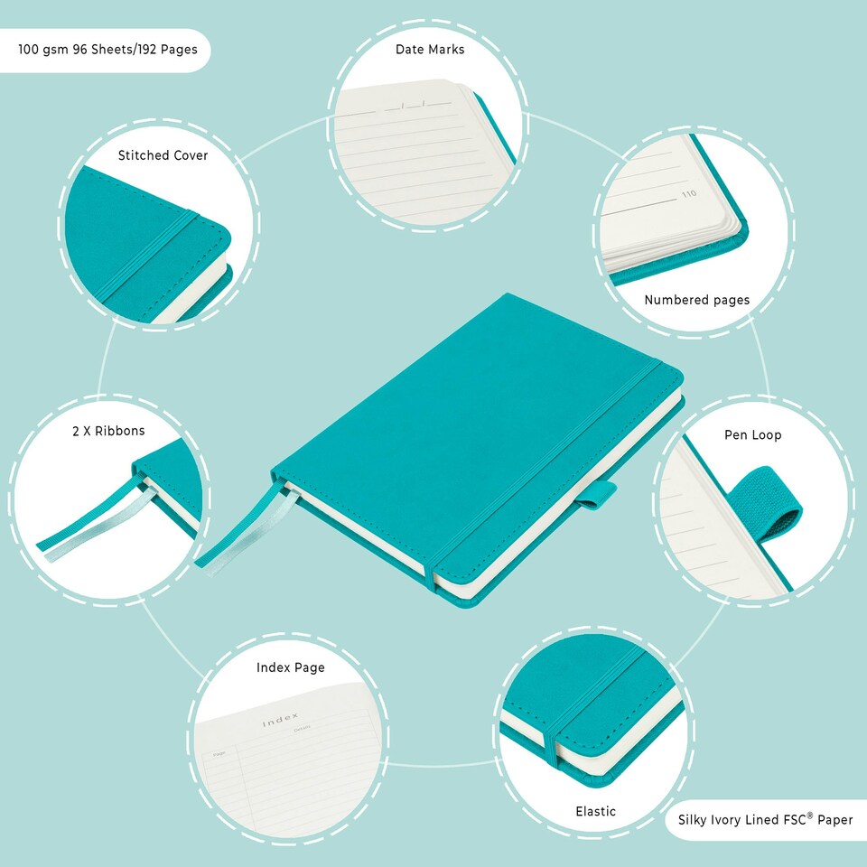 image 1 of Notes London A5 Italian Styled Moretti Notebook Teal