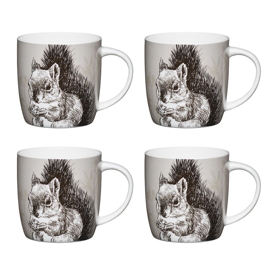 image 1 of KitchenCraft China Squirrel Mugs Pack of 4