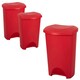 image 3 of 2 x 50L Commercial Medical Utility Red Coloured Recycling Waste Bins With Foot Pedal Red