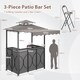 image 2 of COSTWAY 3-Piece Outdoor BBQ Canopy Grill Gazebo with Awning