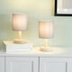 image 1 of ValueLights Nelly Pair of Grey Shade with Wooden Base Bedside Table Lamps