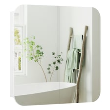HOMCOM Arched Bathroom Mirror Cabinet, Wall Mounted Mirrored Cabinet White