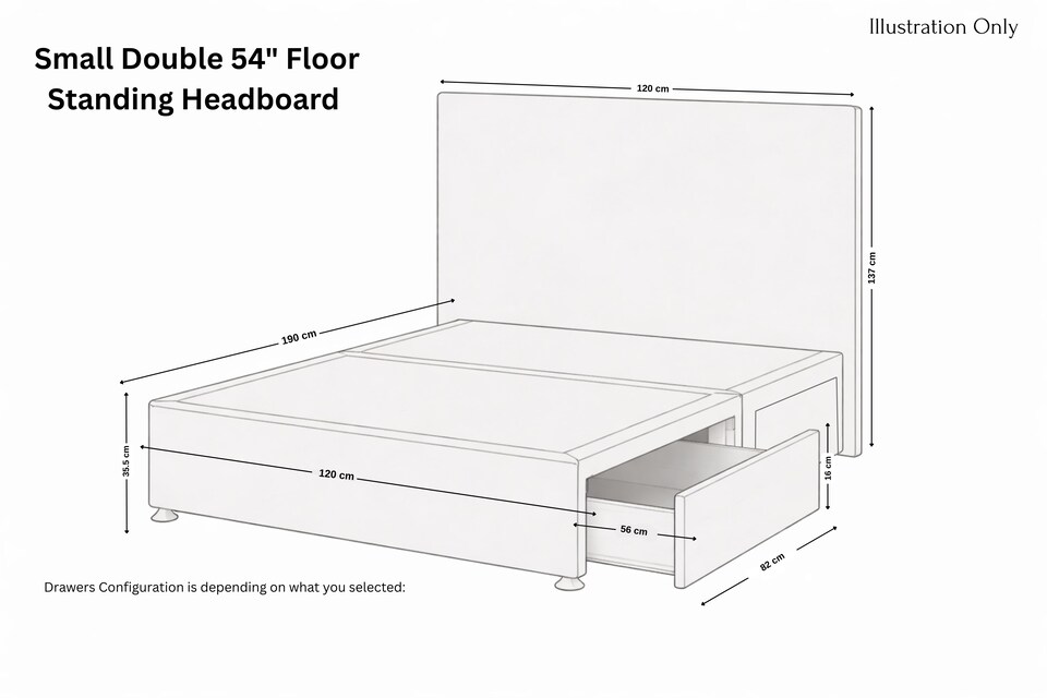 image 1 of Sloomy Mayfair Armour Coniston Divan Bed Base 2 Drawers Foot-End With 54 Inch Floor Standing Headboard | Grey | Armour | Small Double | 1