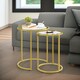 image 2 of Set Of 2 Round Gold Nesting Tables With Tempered Glass | Gold