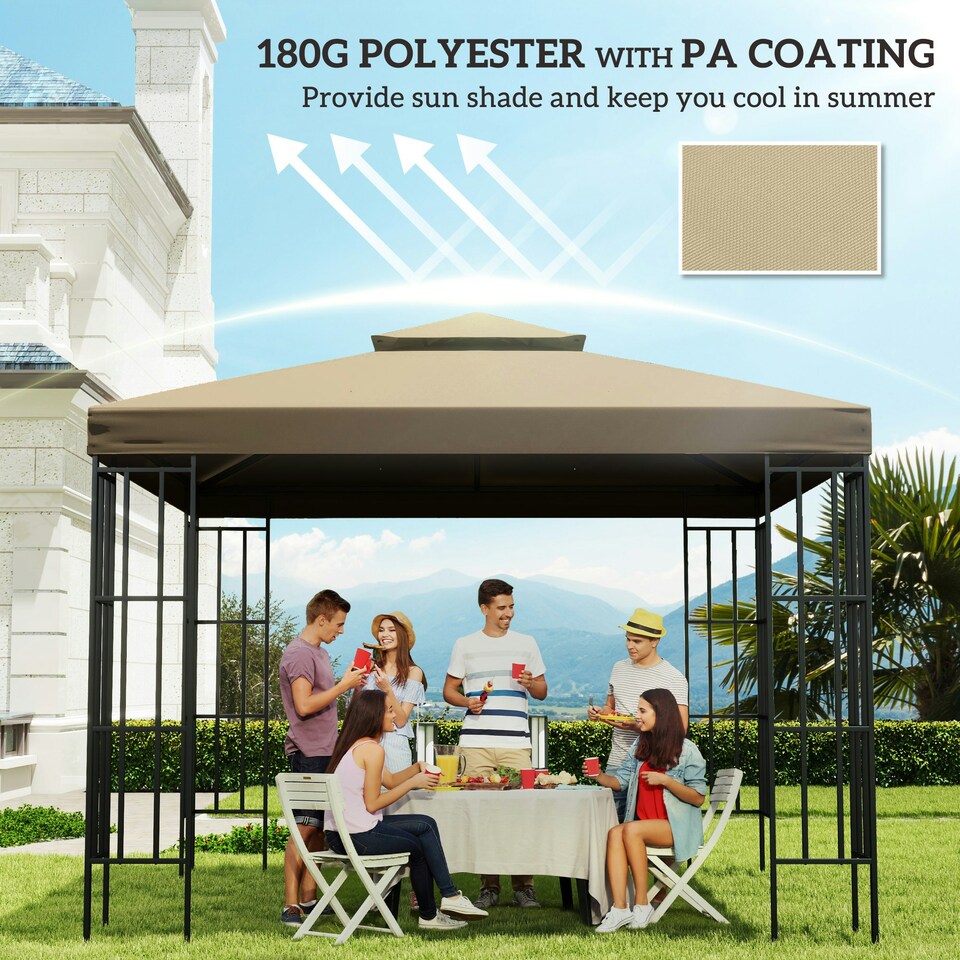 image 1 of Outsunny 3m 2 Tier Garden Gazebo Top Cover Replacement Canopy Roof