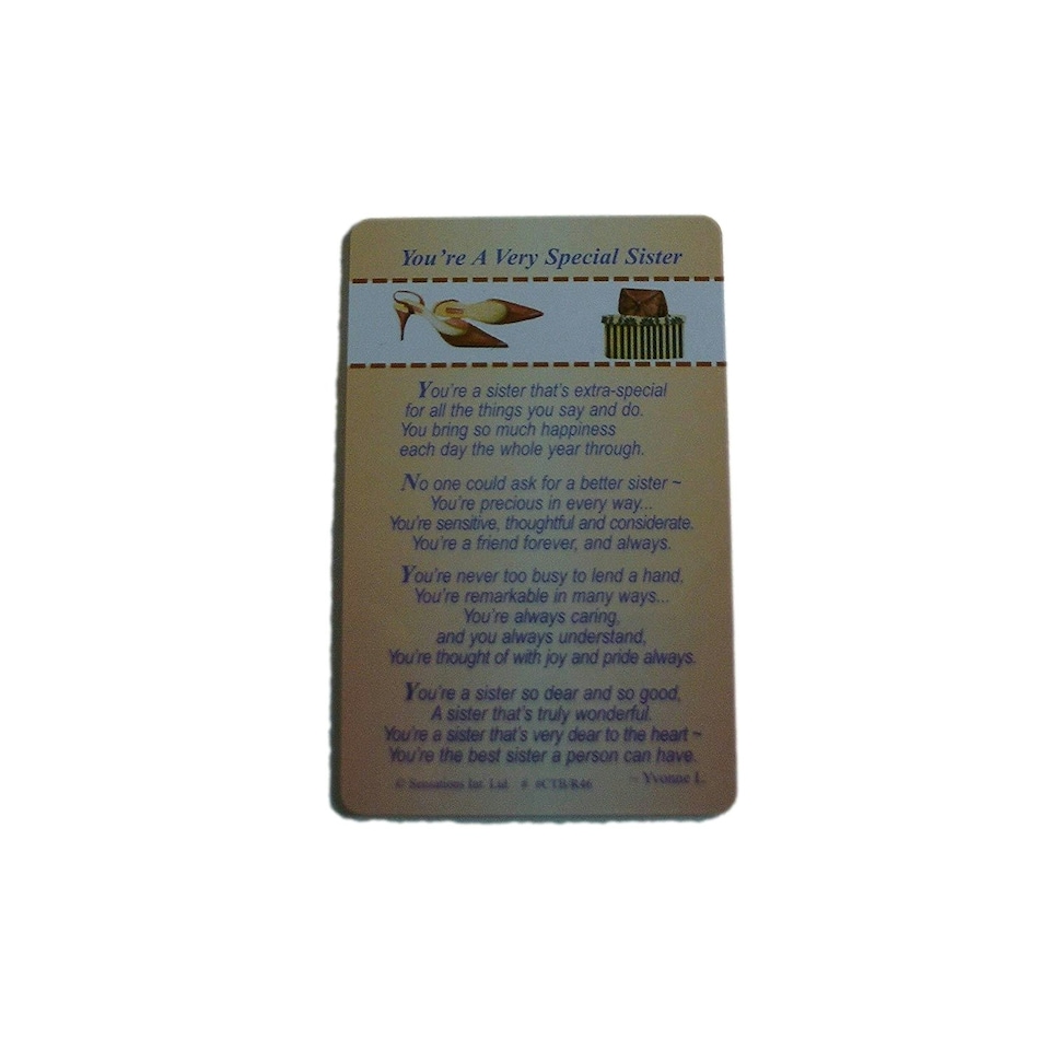 image 1 of You're A Very Special Sister Wallet Card (Sentimental Keepsake Wallet/Purse Card)