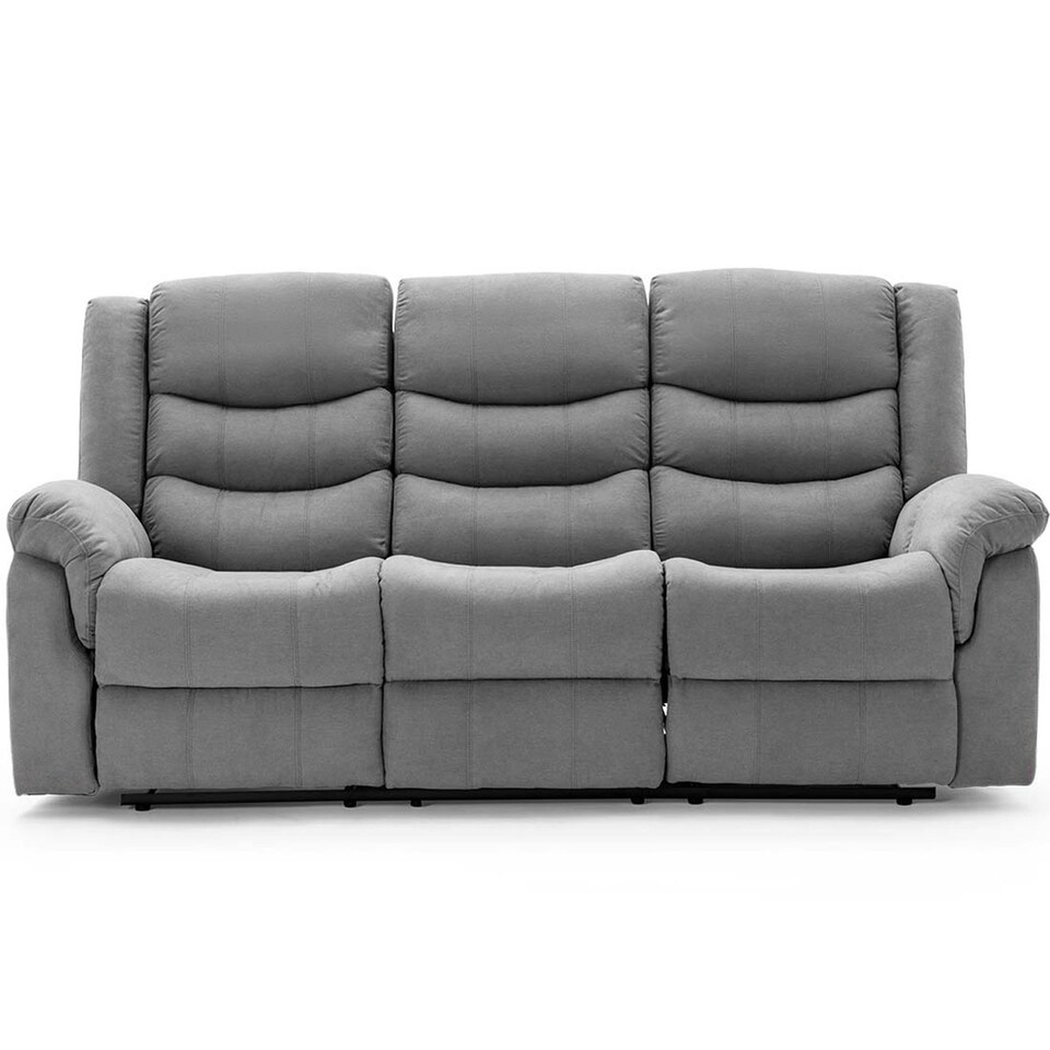 image 1 of Seattle Manual Fabric Recliner 3 Seater Sofa (Grey)