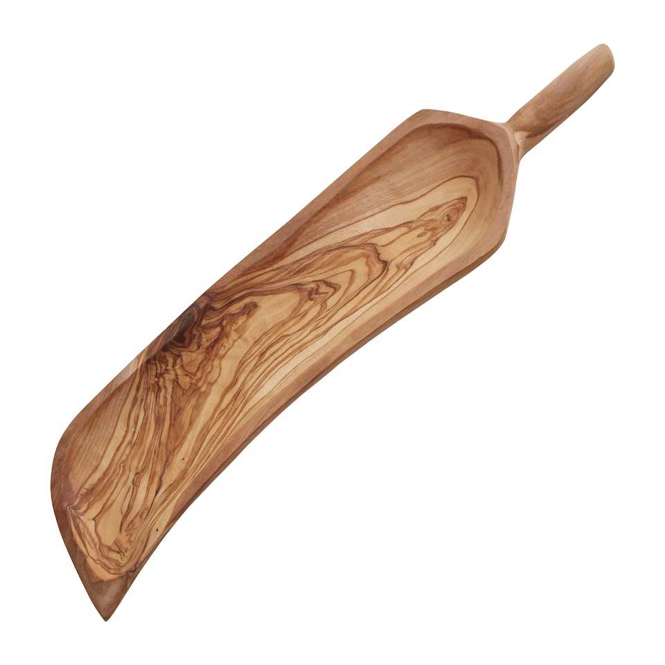 image 1 of Interiors By Premier Olive Wood Curved Paddle Serving Board, Durable Wooden Serving Board with Ergonomic Handle Cream
