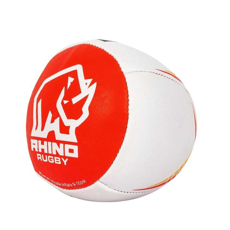 image 1 of Rhino Reflex Rugby Training Ball - White/Red - One Size